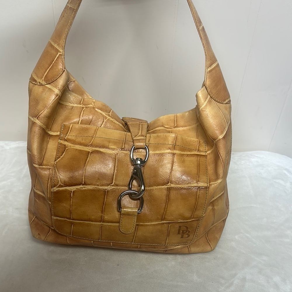 Dooney & Bourke Brown Hobo Bag with Crocodile Texture